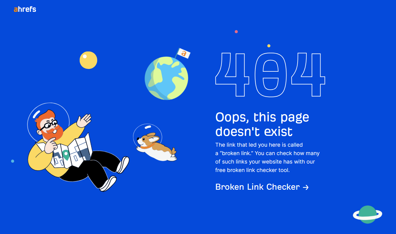 404 page example from ahrefs