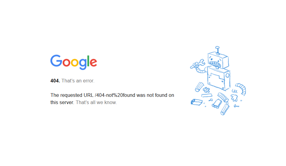 google's 404 not found page