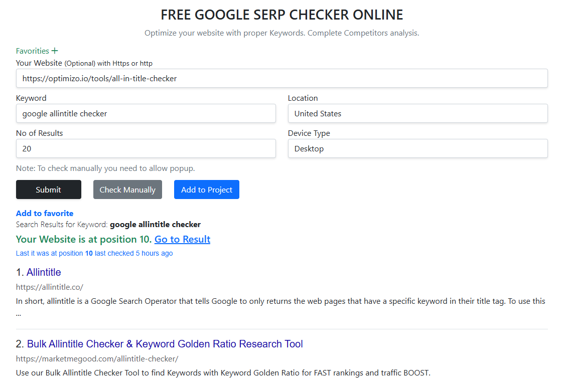 free google SERP checker online